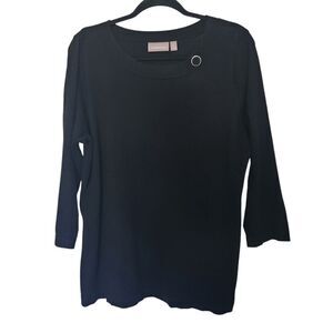 Croft And Barrow Womens Three Quarter Sleeve Grommet Detail Top Size XL